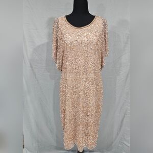 SCOOP BACK SEQUIN DRESS IN ROSE GOLD
